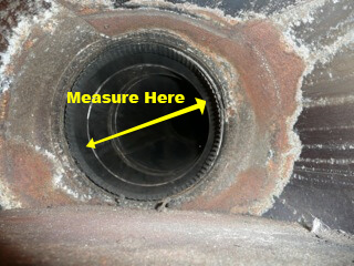 Open Flue Pipe above a Round Side Hinged Damper